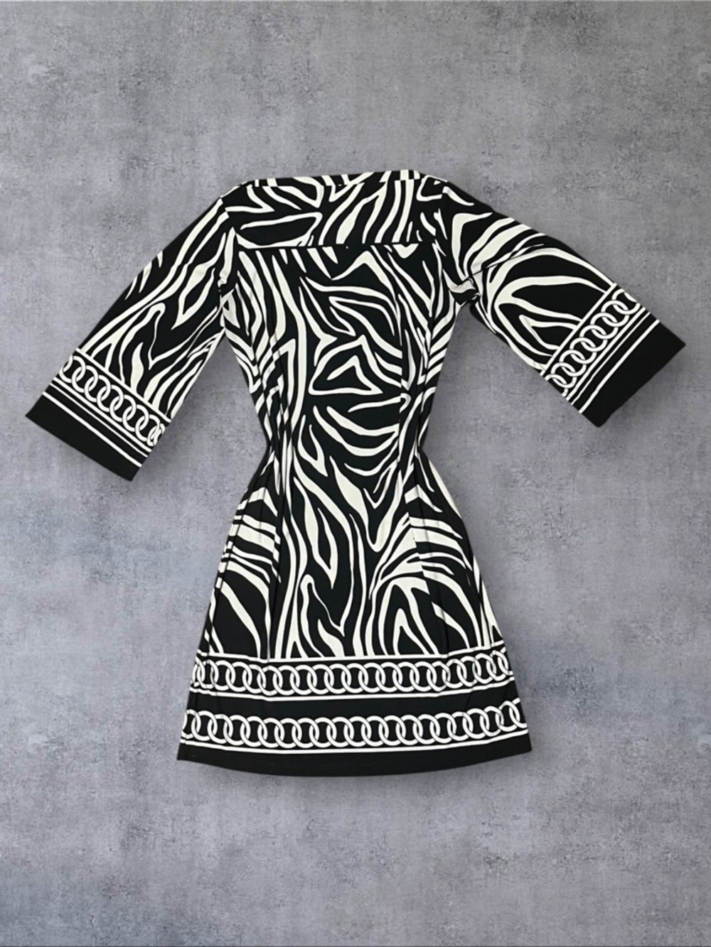 Vintage 2000s y2k En Focus Studio Sz 6 Black & White Long Sleeve Shift Dress